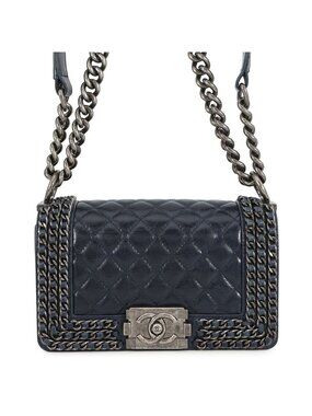 Chanel Chain Shoulder Bag Small Quilted CC Logo